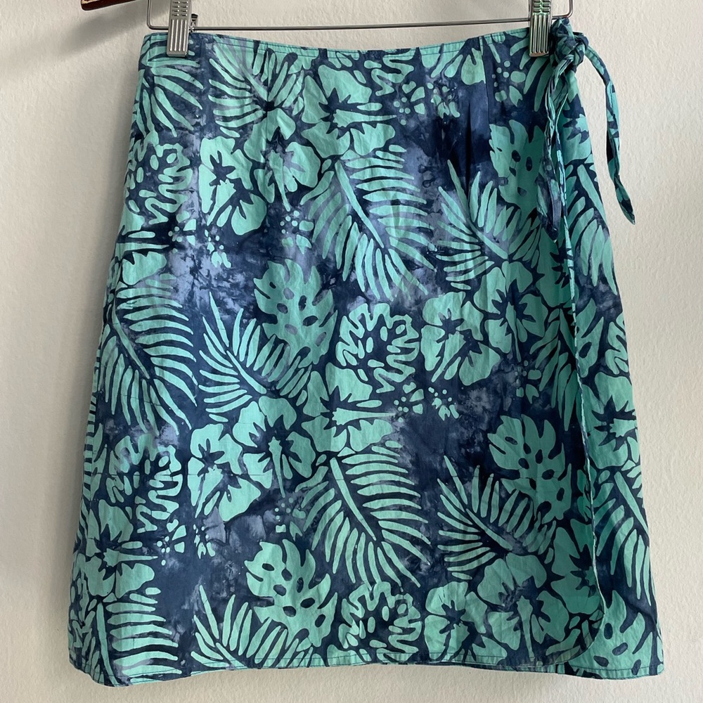 Blue Ginger Batik Floral wrap skirt
